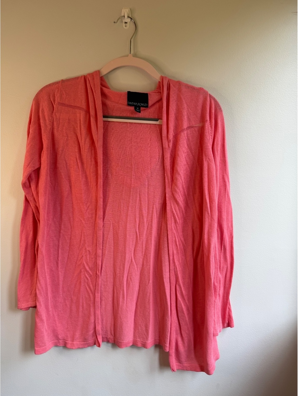 Cynthia Rowley Lightweight Hooded Cardigan Sweater in Pink